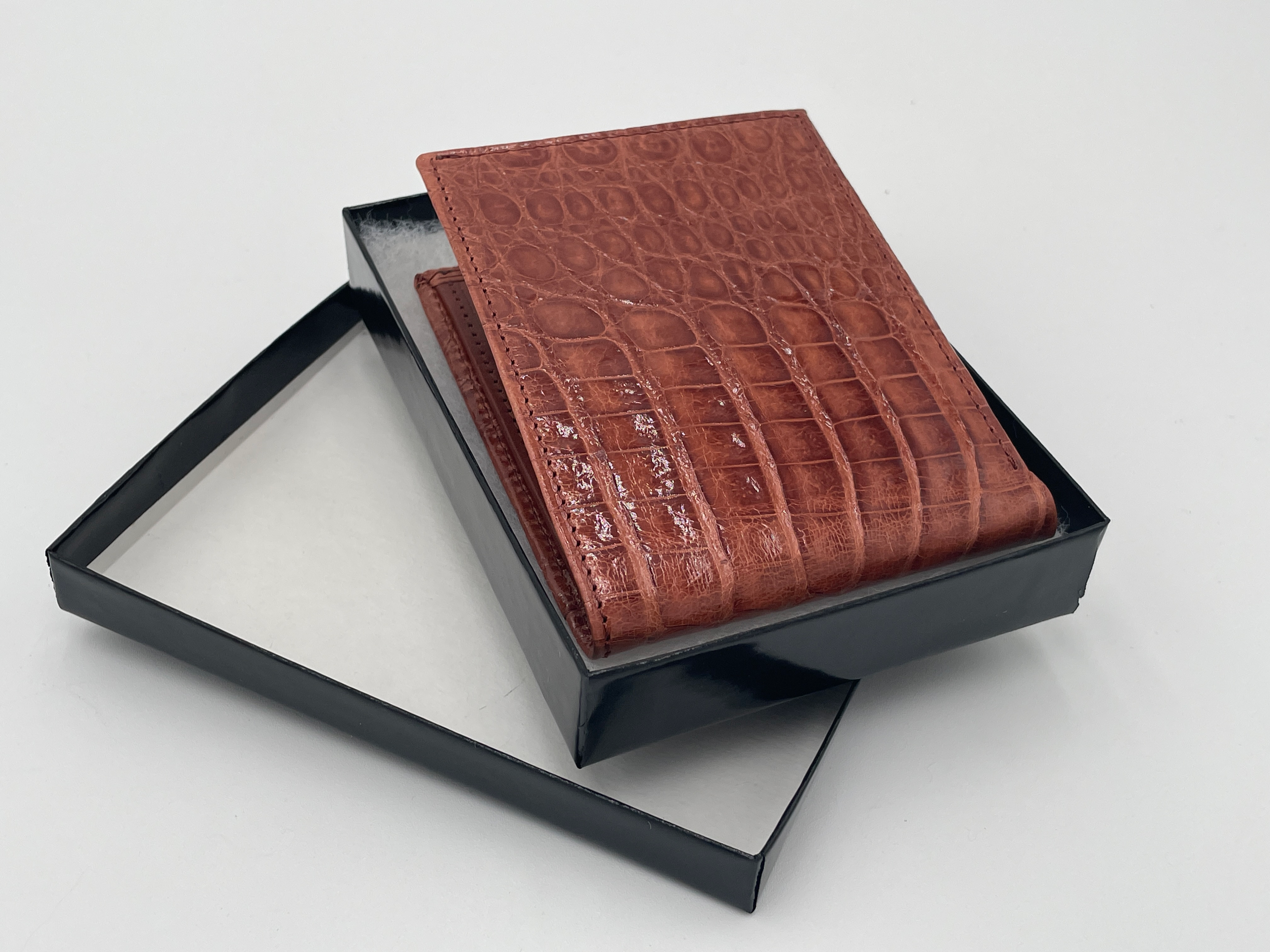 Men's Genuine Glazed Crocodile Bifold Wallet - Brown