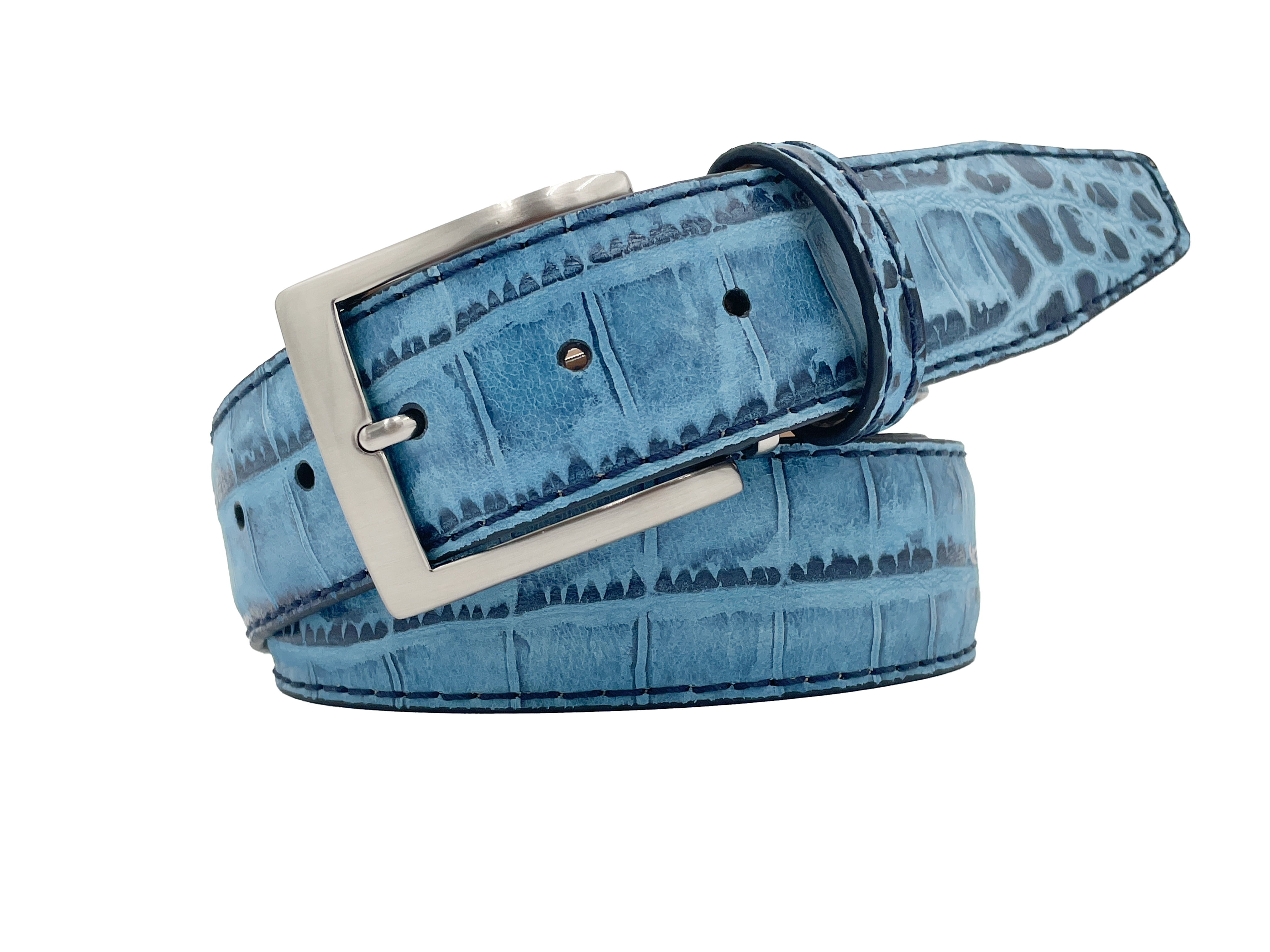 Italian Deep Croco Safari - Blue & Navy - 40mm