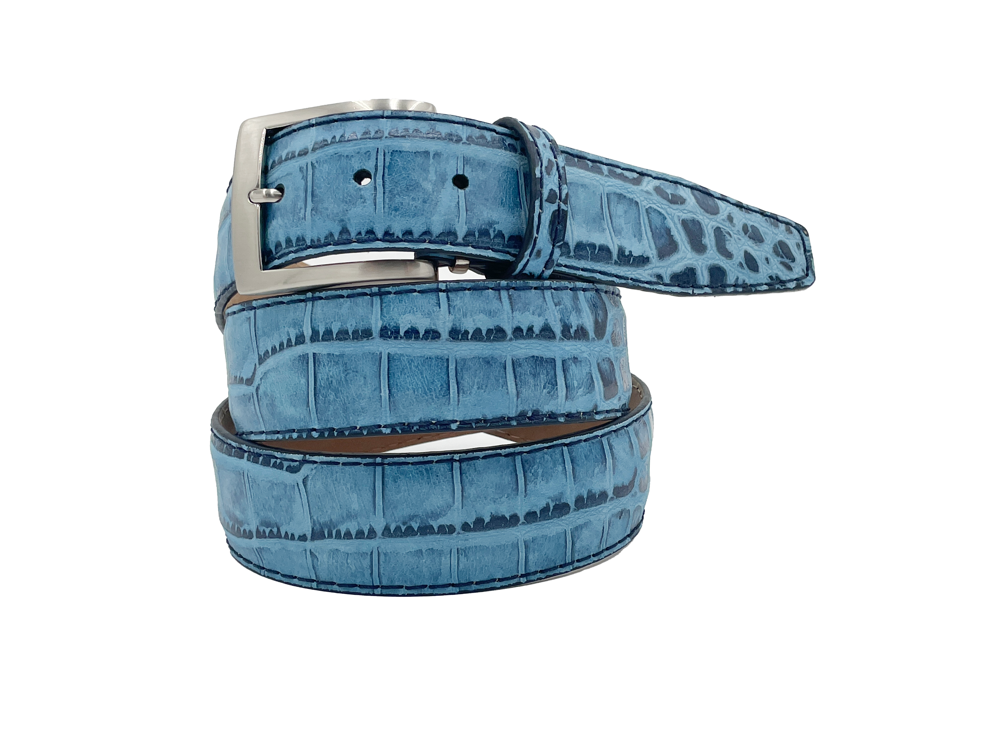 Italian Deep Croco Safari - Blue & Navy - 40mm