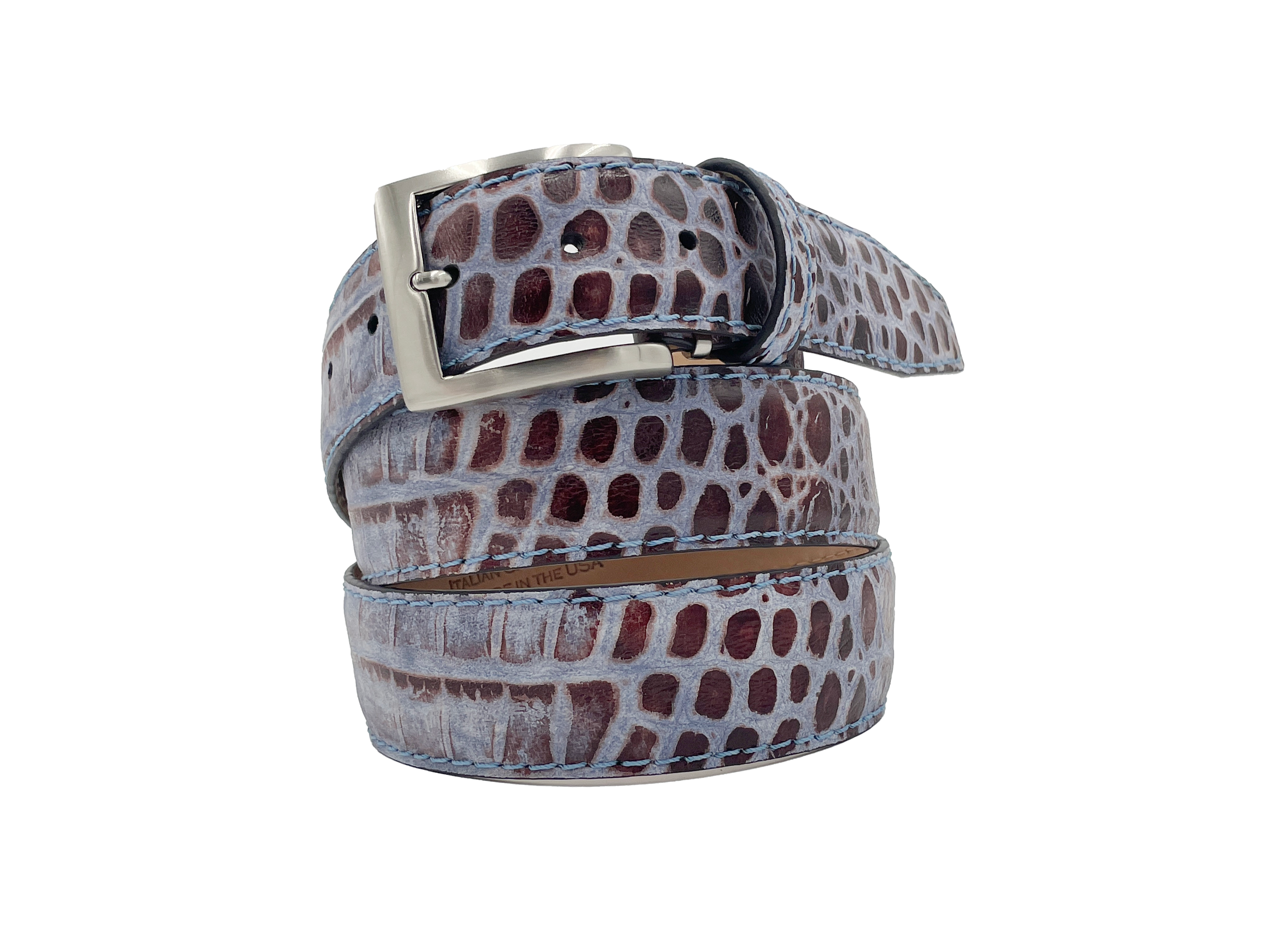 Italian Deep Croco Safari - Blue & Rust - 40mm