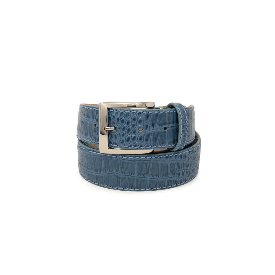 Italian Matte Mock Crocodile - Blue Jean - 40mm - Up to 50"