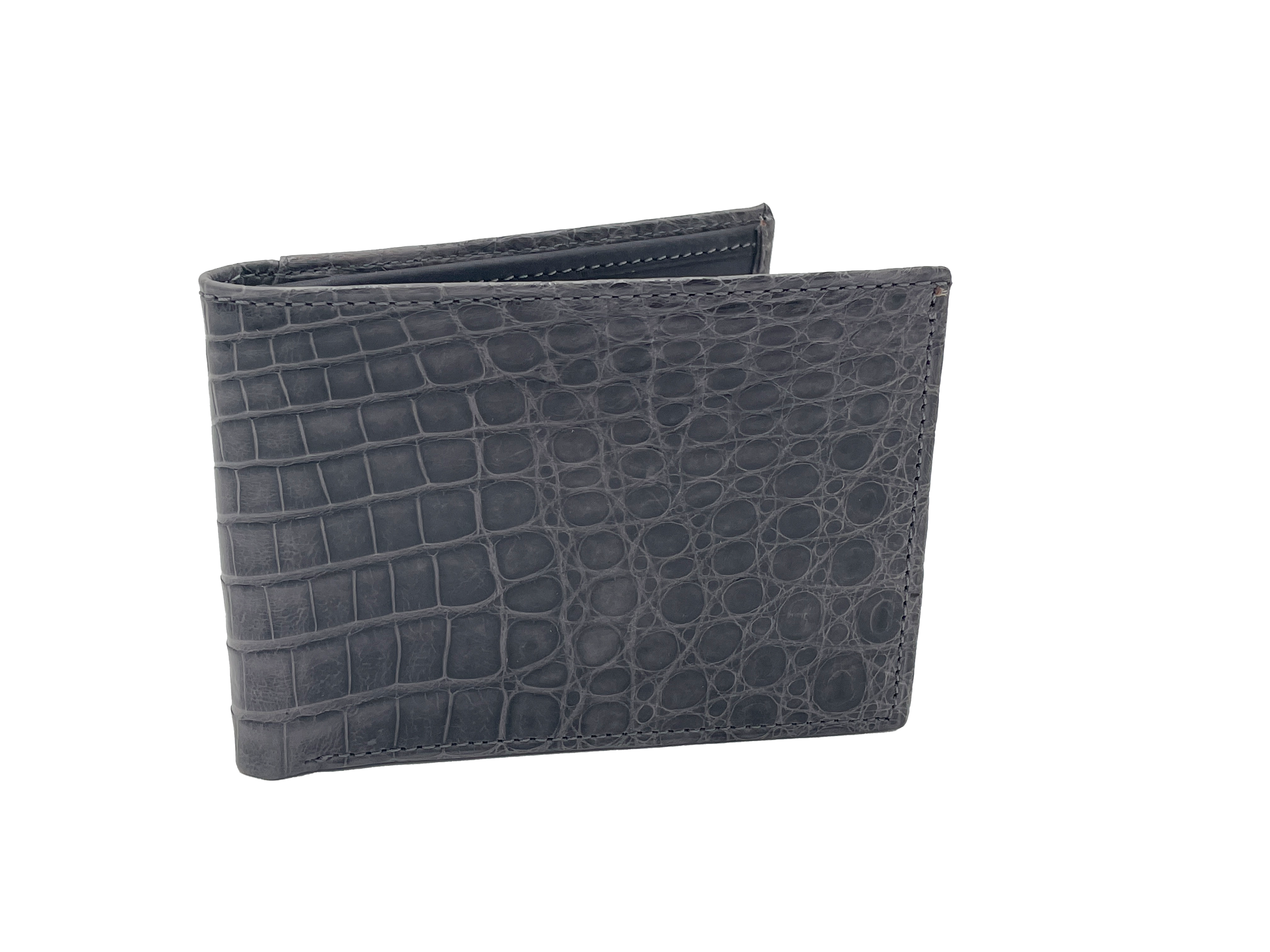 Men's Genuine Glazed Crocodile Bifold Wallet - Grey
