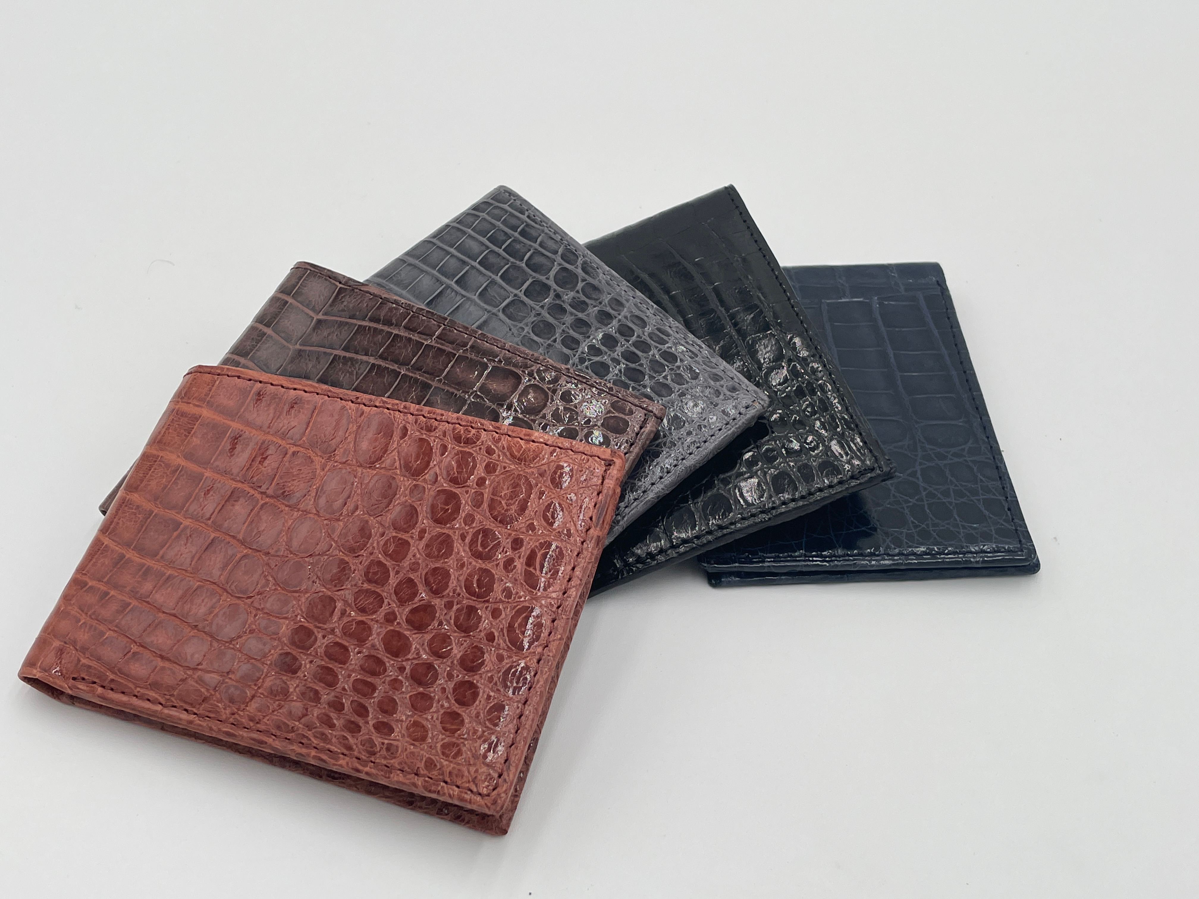Men's Genuine Glazed Crocodile Bifold Wallet - Brown