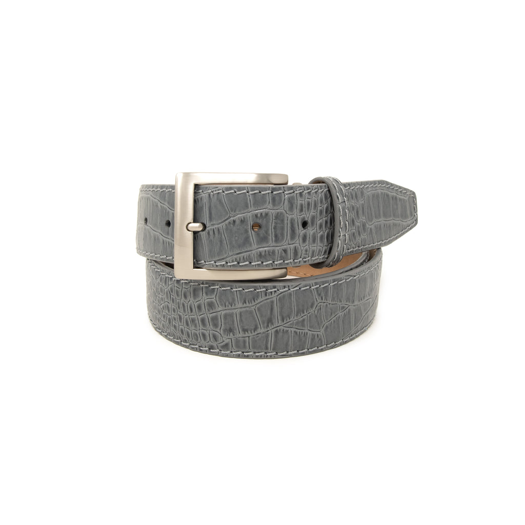 Italian Matte Mock Crocodile - Grey - 40mm - Up to 50"