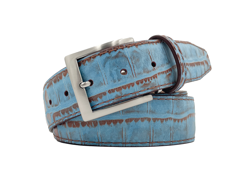 Italian Deep Croco Safari - Blue & Brown - 40mm