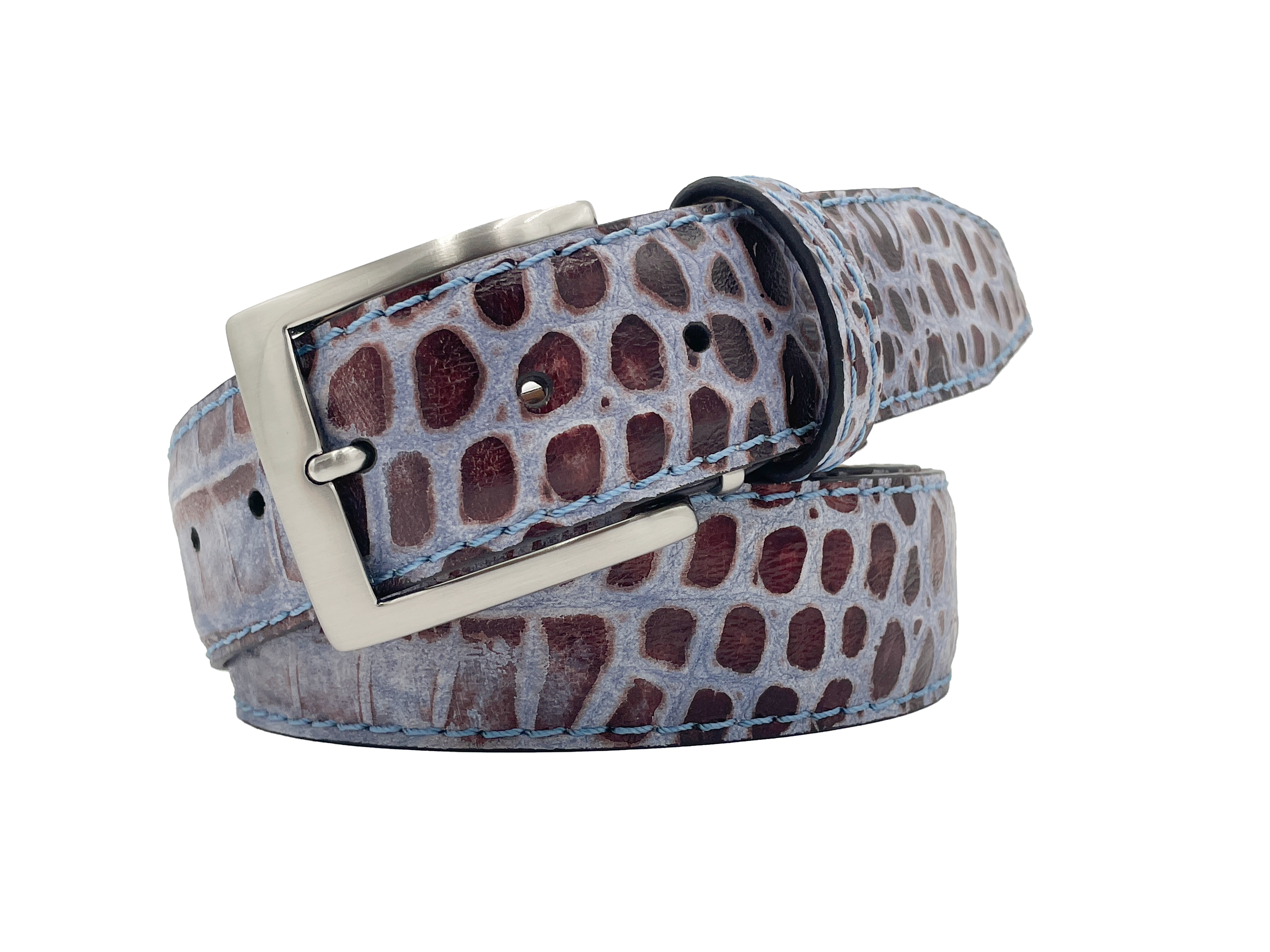 Italian Deep Croco Safari - Blue & Rust - 40mm