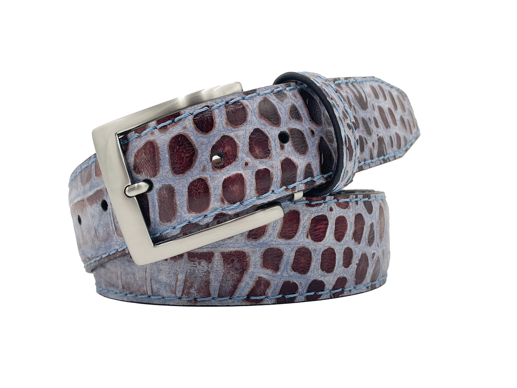 Italian Deep Croco Safari - Blue & Rust - 40mm