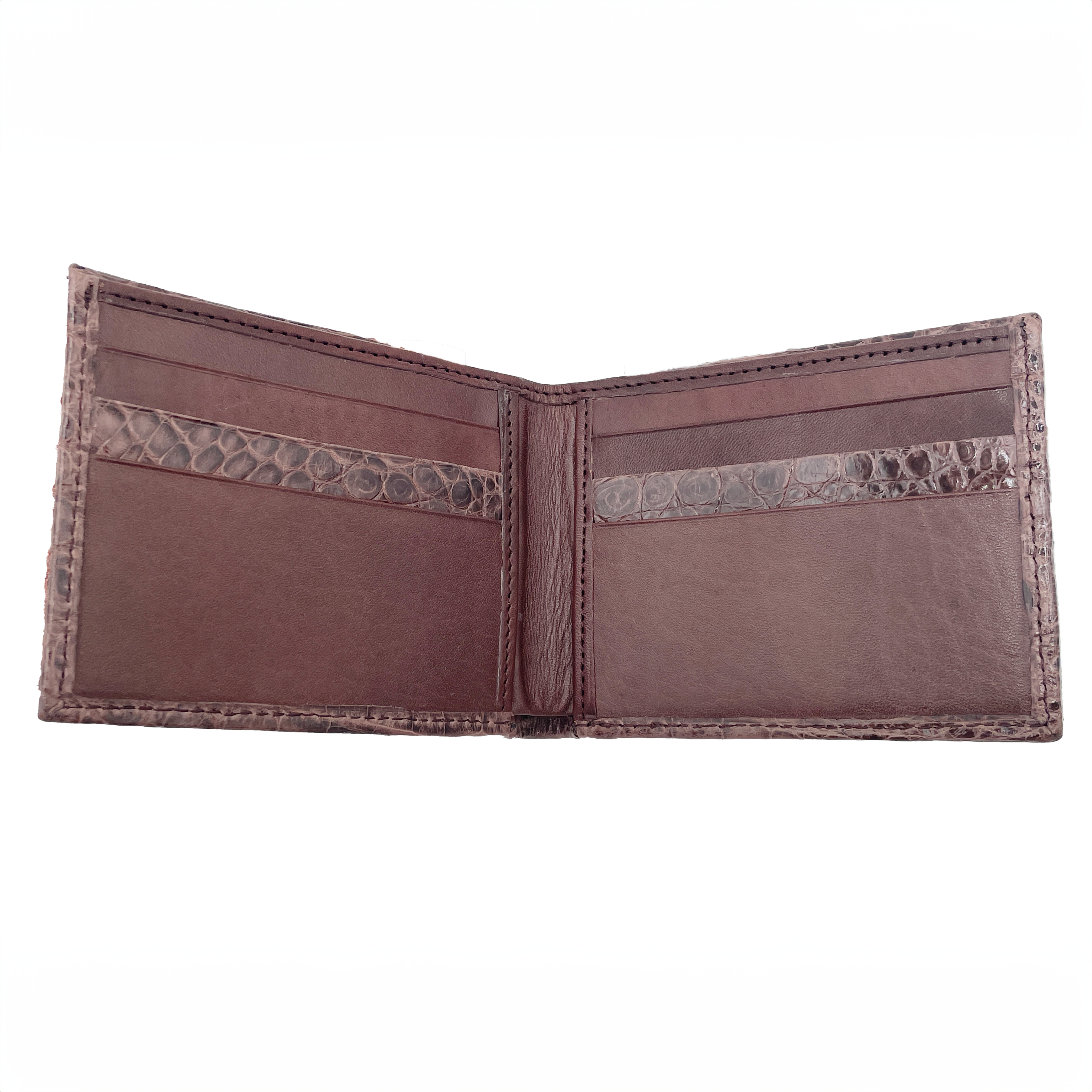Men's Genuine Glazed Crocodile Bifold Wallet - Brown