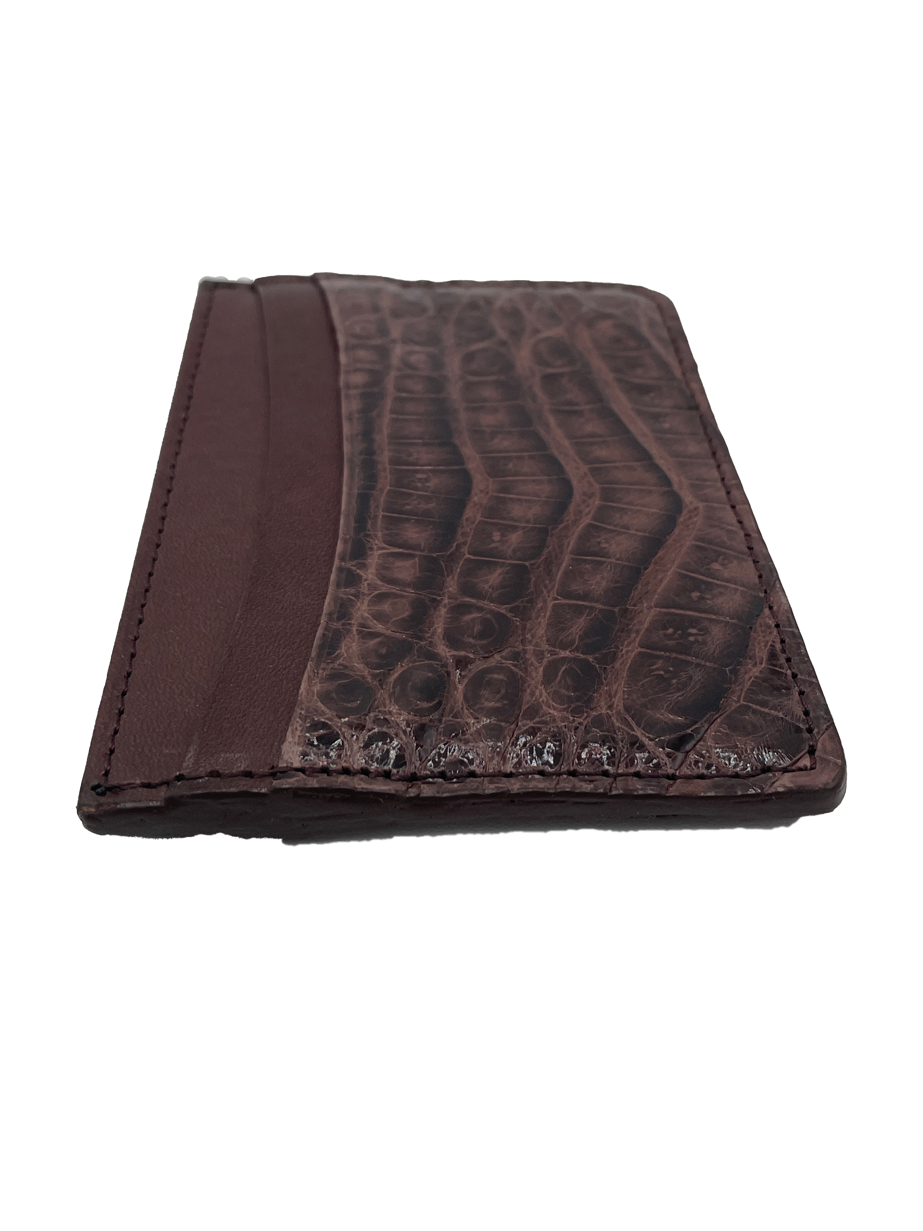 Men's Genuine Glazed Crocodile Card Wallet - Brown