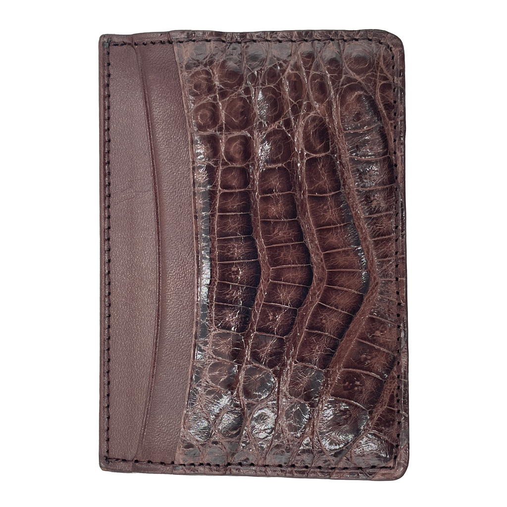 Men's Genuine Glazed Crocodile Card Wallet - Brown