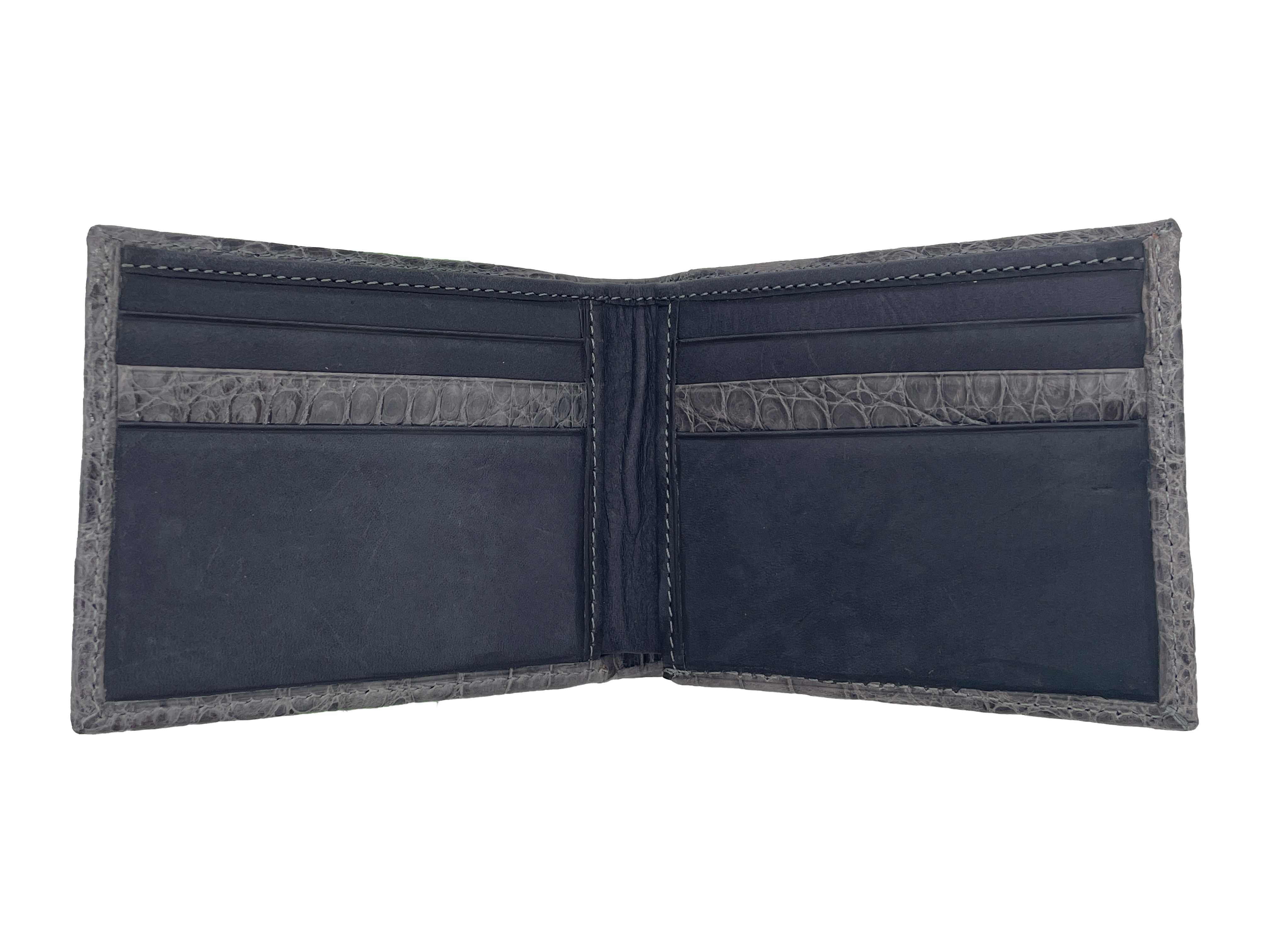Men's Genuine Glazed Crocodile Bifold Wallet - Grey
