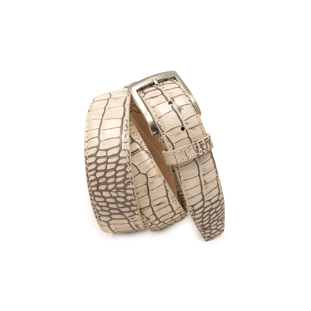 Two-Toned Mock Croc Belt - Stone - 40mm