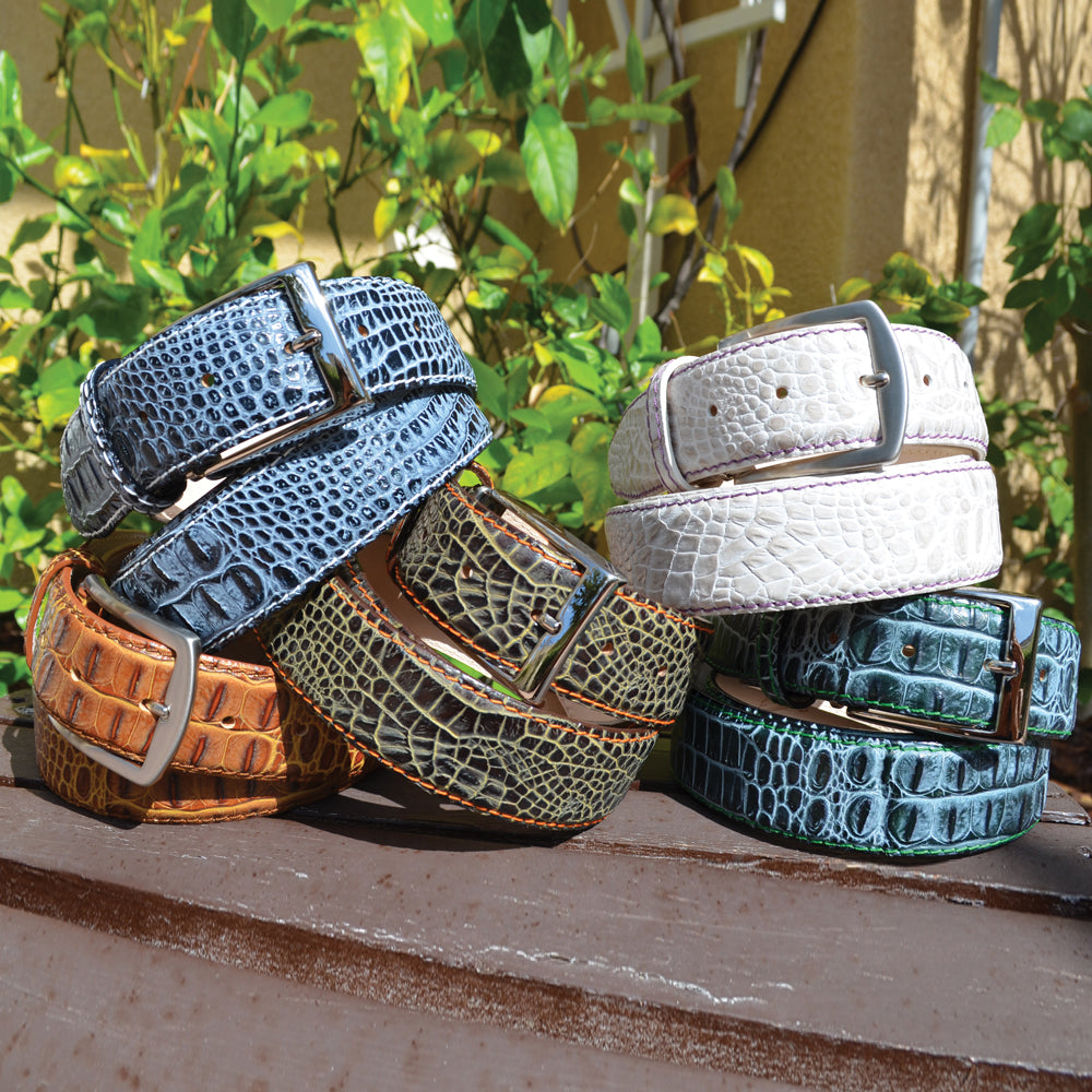 Antique Faux Crocodile Belt - Shadow - 40mm