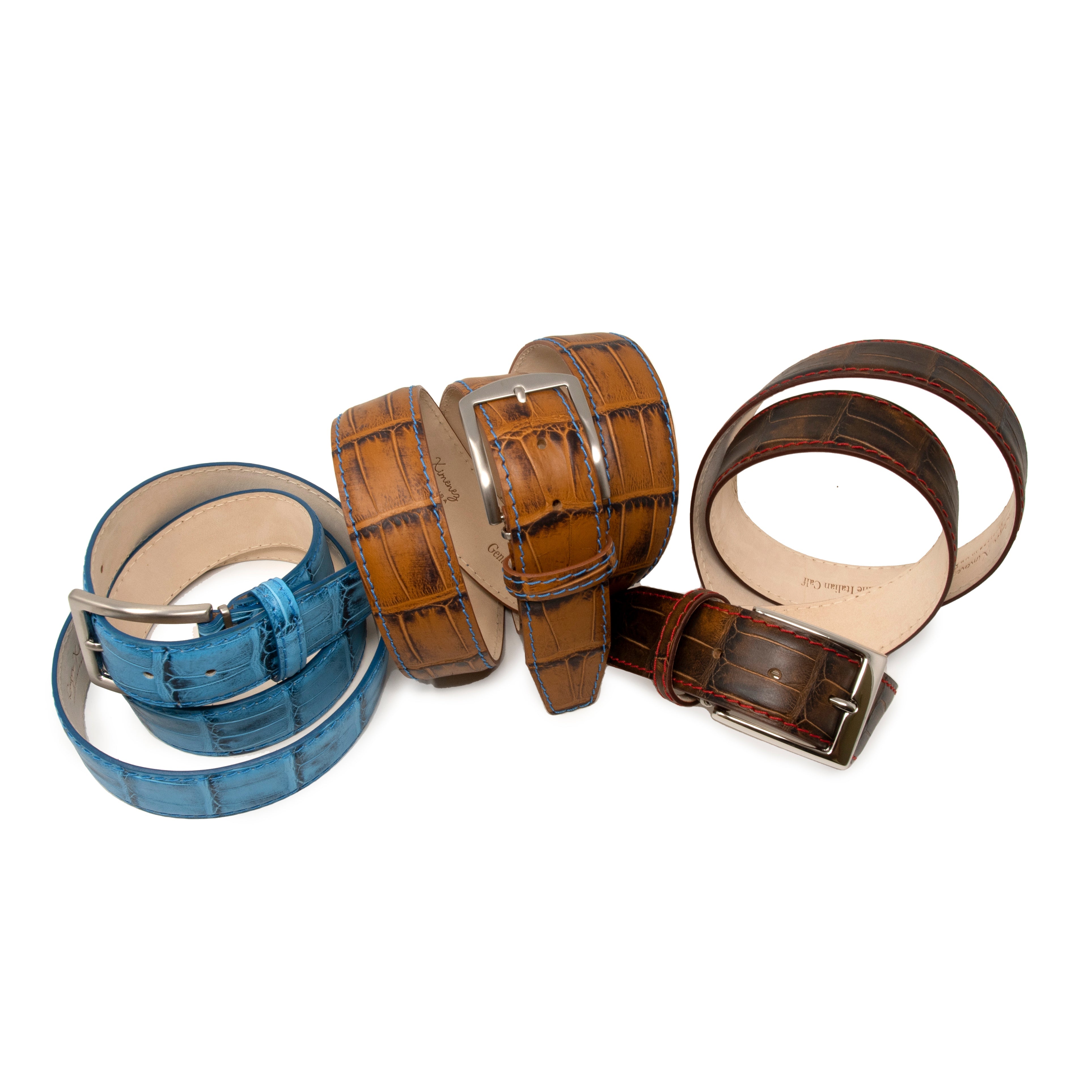 Faux Alligator Tail Belt - Cobalt - 40mm