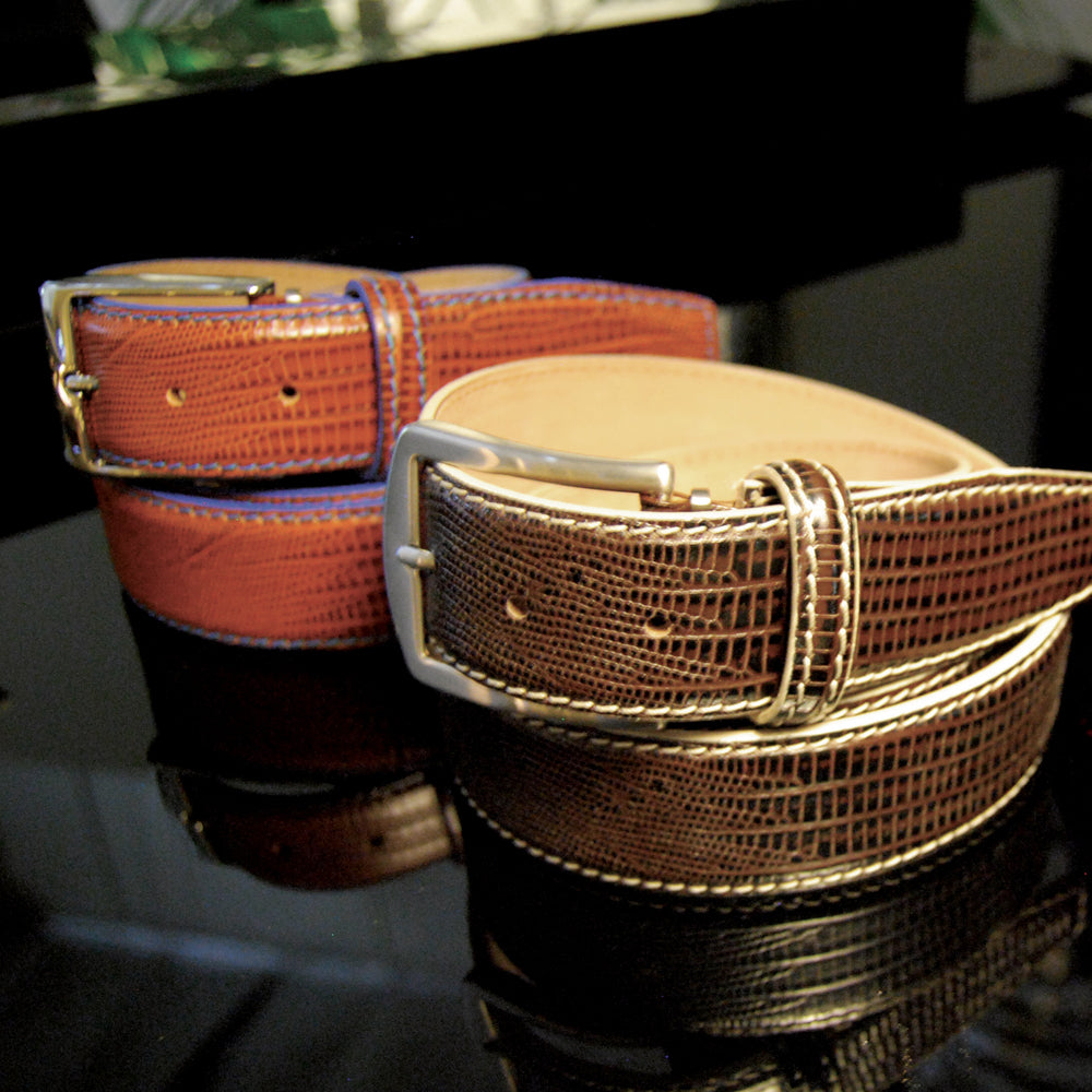 Faux Lizard Belt - Brown