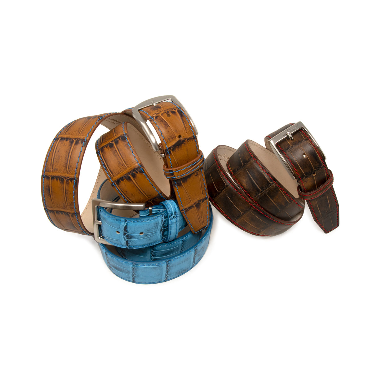 Faux Alligator Tail Belt - Tobacco - 40mm