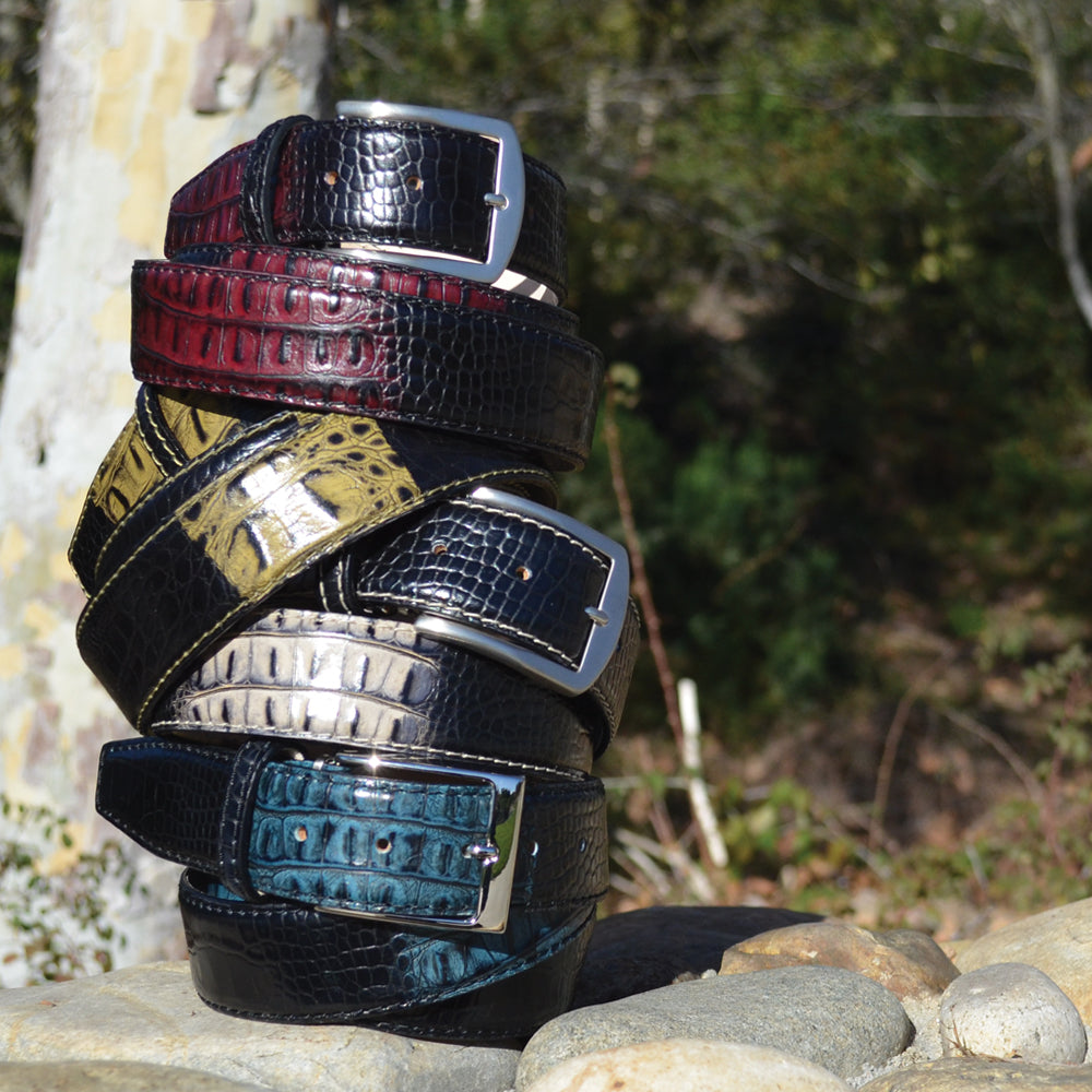 Two-Toned Mock Croc Belt - Ecru - 40mm